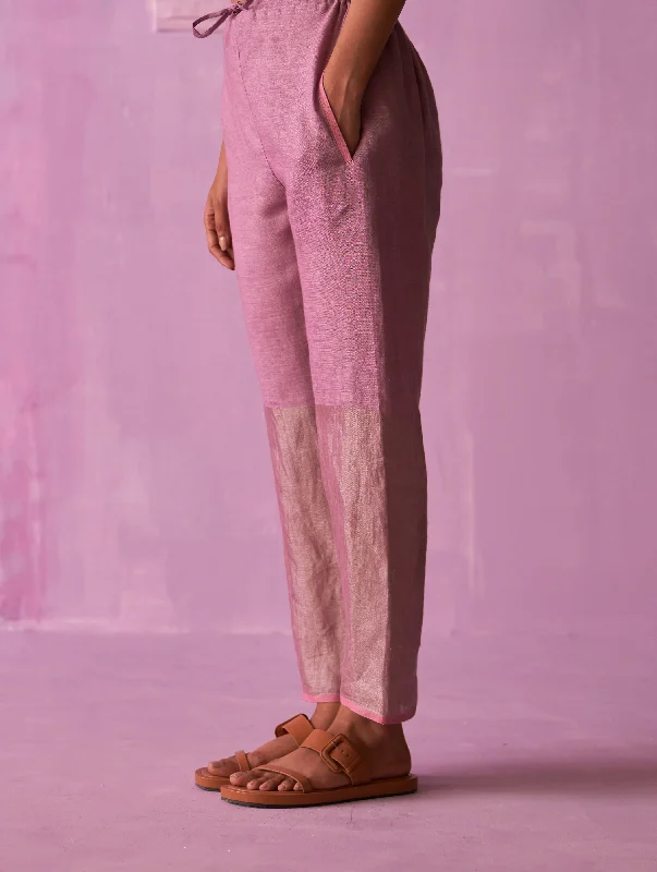 Essa Metallic Linen Pant - Lavender Soft Stretch Trousers