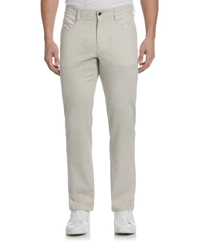 Linen-Blend 5-Pocket Pants High-Waist Jogger Pants
