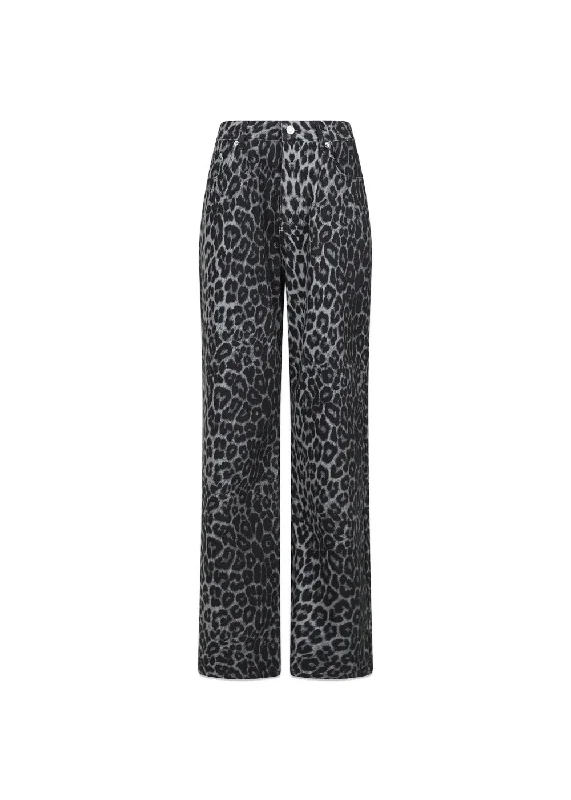 Simona Leopard Pants - Grey Leopard Cozy Fitted Pants