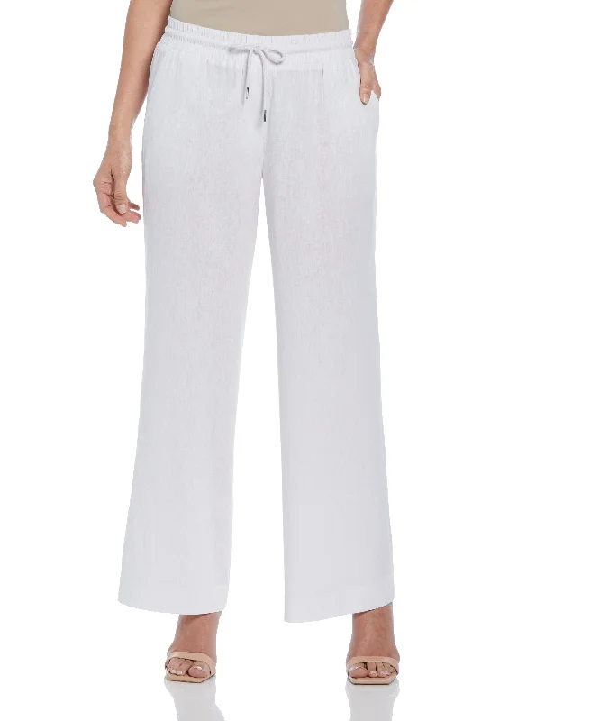 Women's Wide Leg Linen Blend Drawstring Pant High-Waist Yoga Pants