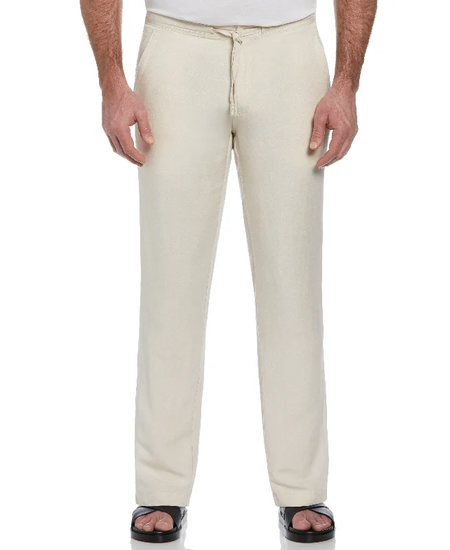 Big & Tall Linen-Blend Core Drawstring Pants Elegant High-Waist Pants