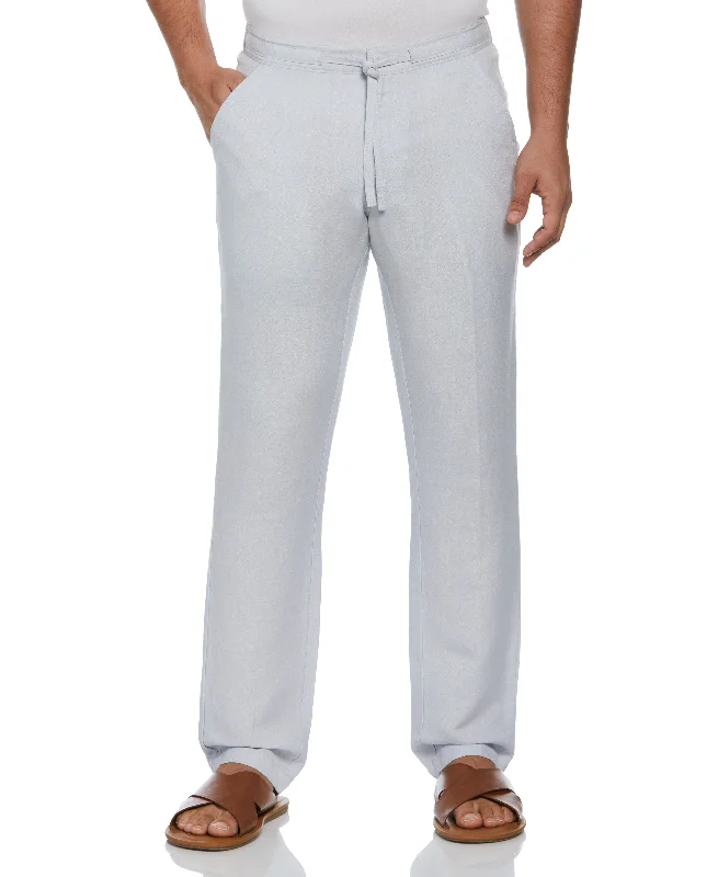 Linen-Blend Core Drawstring Pants Comfortable Jogging Pants