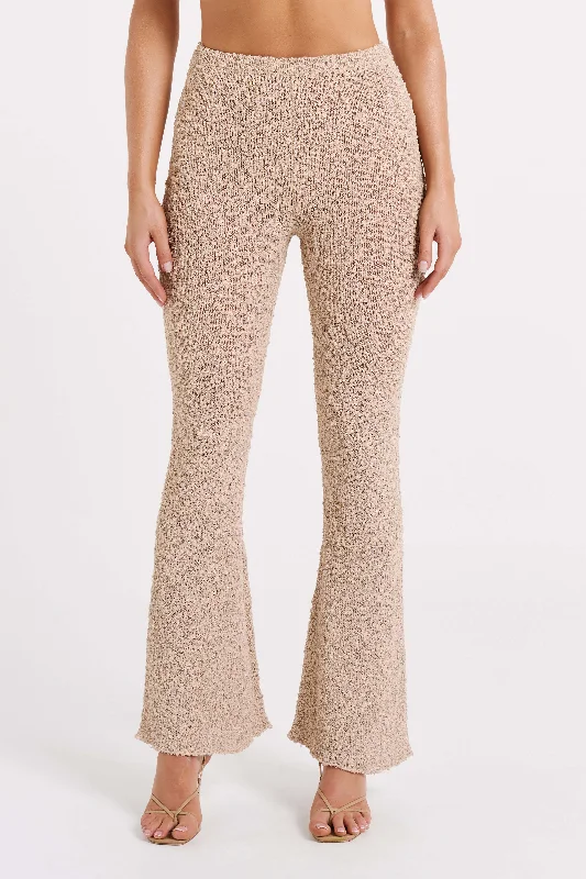Irma Flared Boucle Pants - Wheat Fashionable Sporty Pants