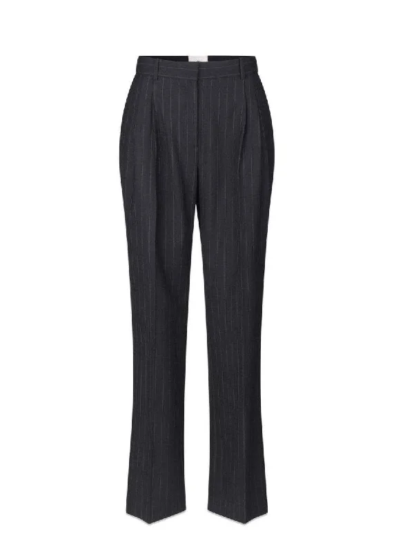 Chicago Pleat Pants - Navy Pinstripe Slim-Fit Leggings