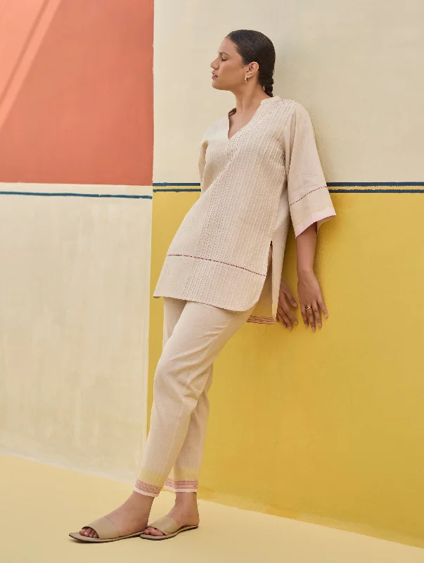 Reya Classic Border Pant - Sand Formal Wide-Leg Pants
