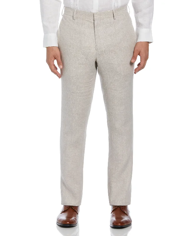 Delave Linen Flat Front Pant Elegant Dress Pants