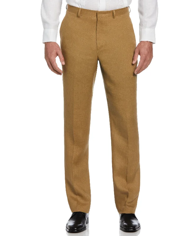 100% Linen Solid Flat Front Pant Cozy Knit Pants