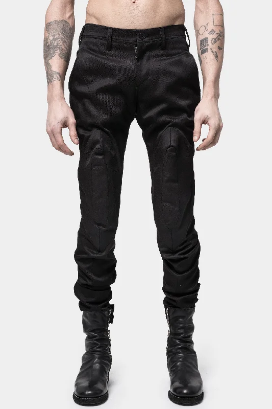 Shell Knee Skinny Wool Pants High-Waist Trousers