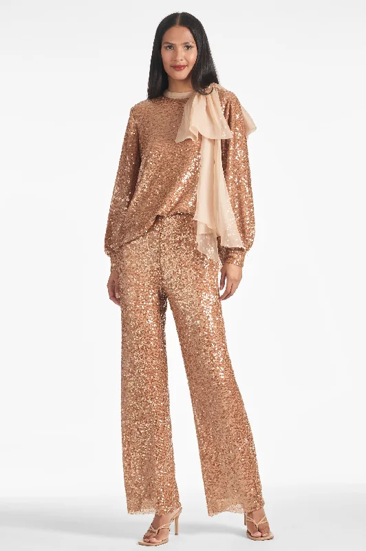 Sequin Bri Pant - Honey Trendy Wide-Legged Trousers
