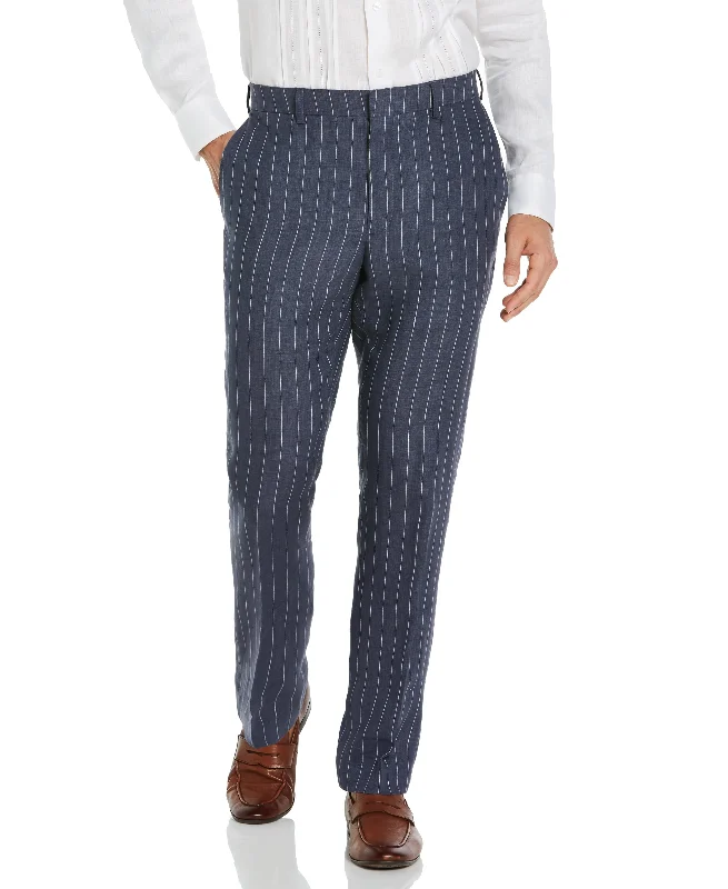Pinstripe Linen Pant Classic Cropped Pants