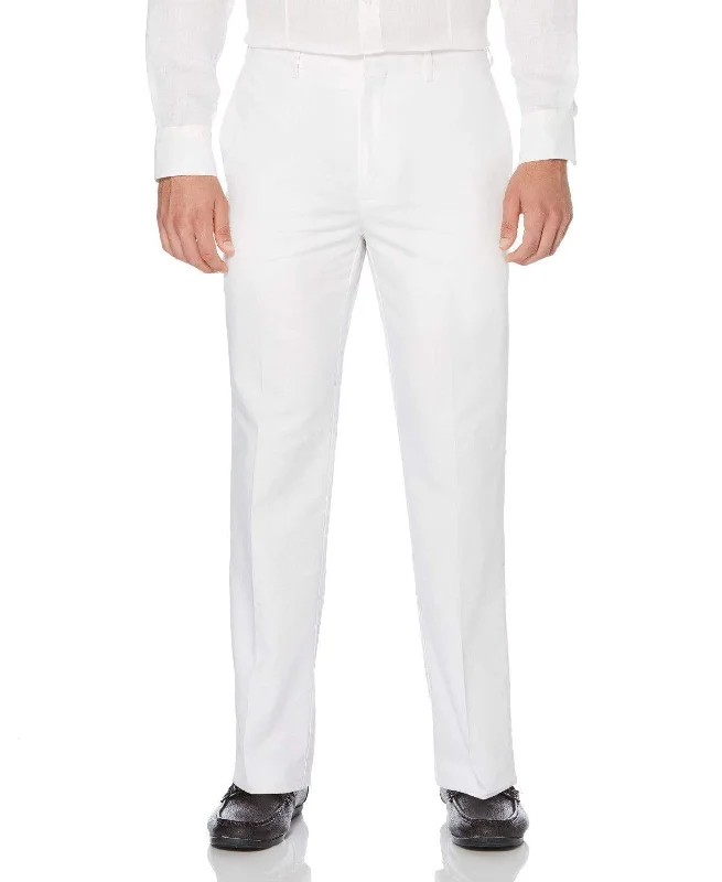 Big & Tall Cotton-Linen Flat Front Textured Pants Relaxed Fit Trousers