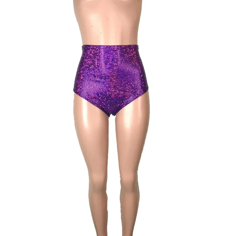 High Waist Hot Pants - Purple Shattered Glass High-Waist Jeans