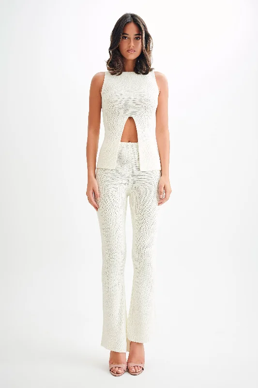 Ridley Straight Leg Knit Pant - Ivory Relaxed Casual Leggings