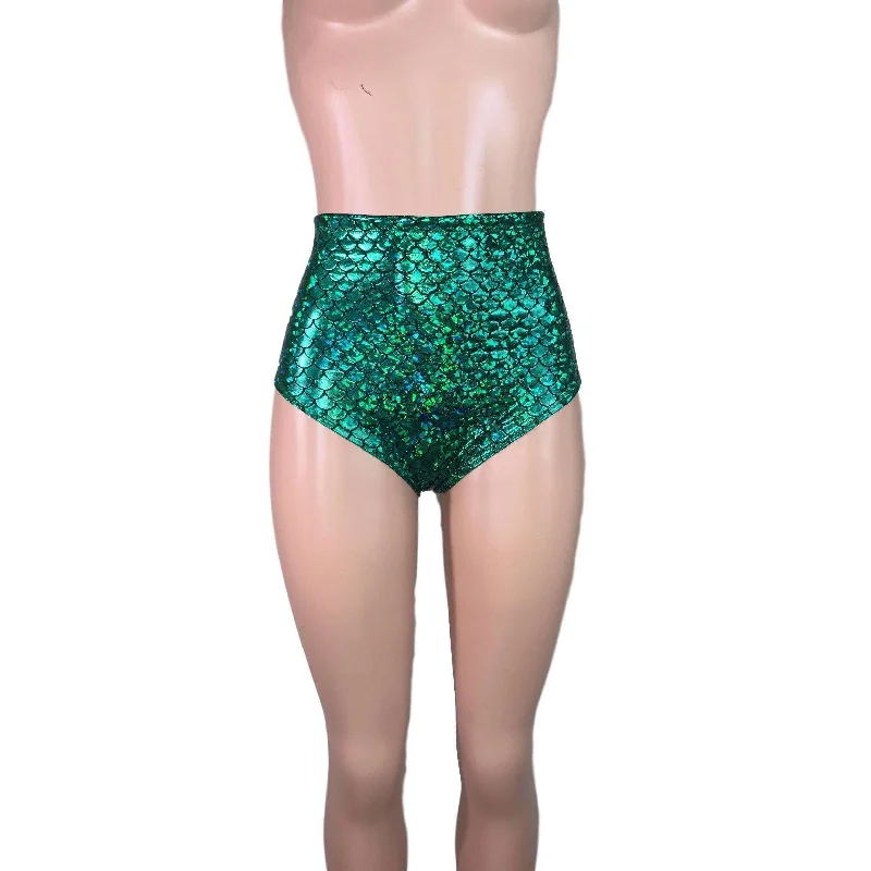 High Waist Hot Pants - Green Mermaid Scales Fashionable Jogger Pants