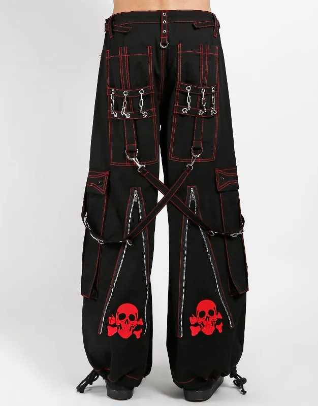 BACK UP SKULL PANT RED SKULL Chic Faux Leather Pants