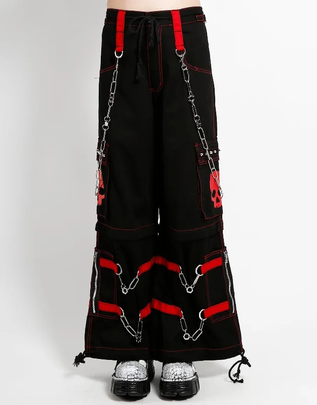 SKULL ZIP OFF PANT RED Formal Wide-Leg Pants