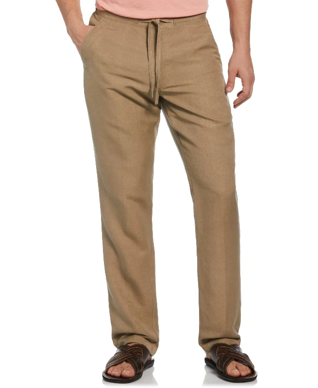 Big & Tall Linen-Blend Core Drawstring Pants Slim-Fit Khaki Pants