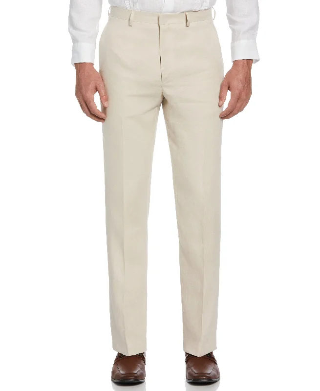 100% Linen Solid Flat Front Pant Elegant Silk Pants