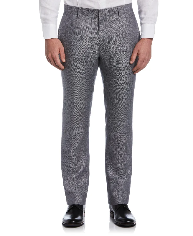 Flat Front Herringbone Linen Pant Warm Wool Trousers