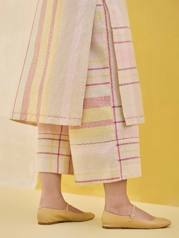 Karuna Check Linen Pant - Sand Casual Lounge Pants