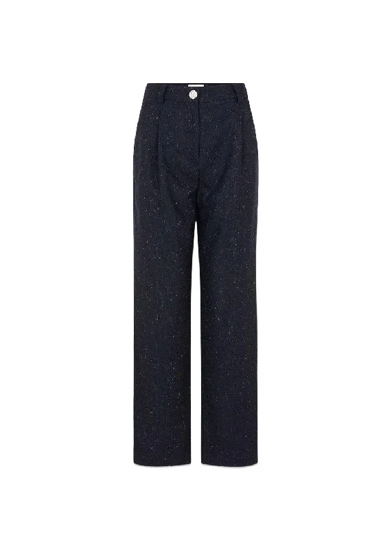 FolaMD pants - Dark Navy Melange Relaxed Linen Pants