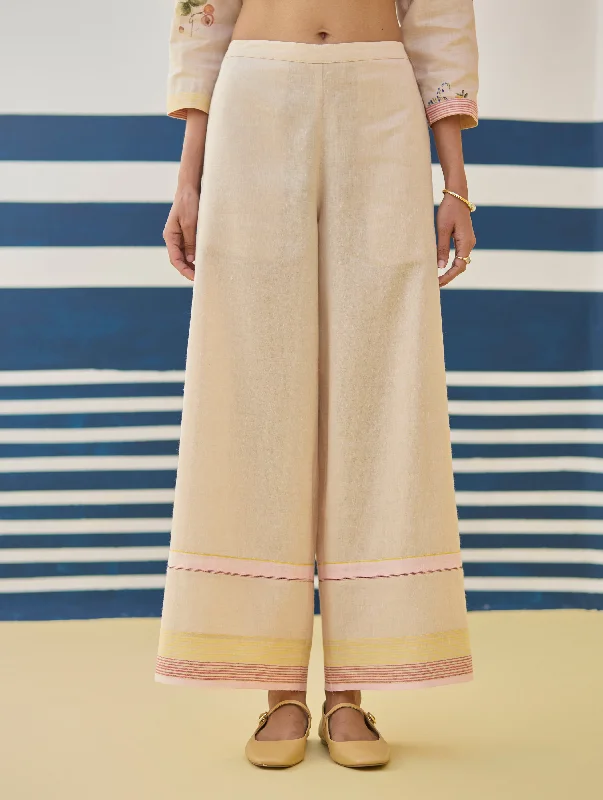 Lyla Stripe Border Pant - Sand Slim-Fit Leggings