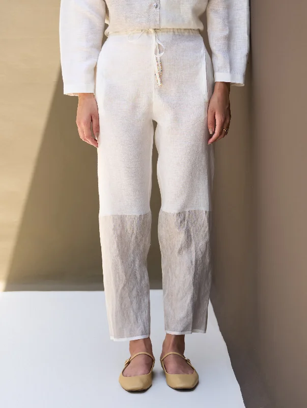 Essa Metallic Linen Pant - Ivory Comfortable Cargo Pants
