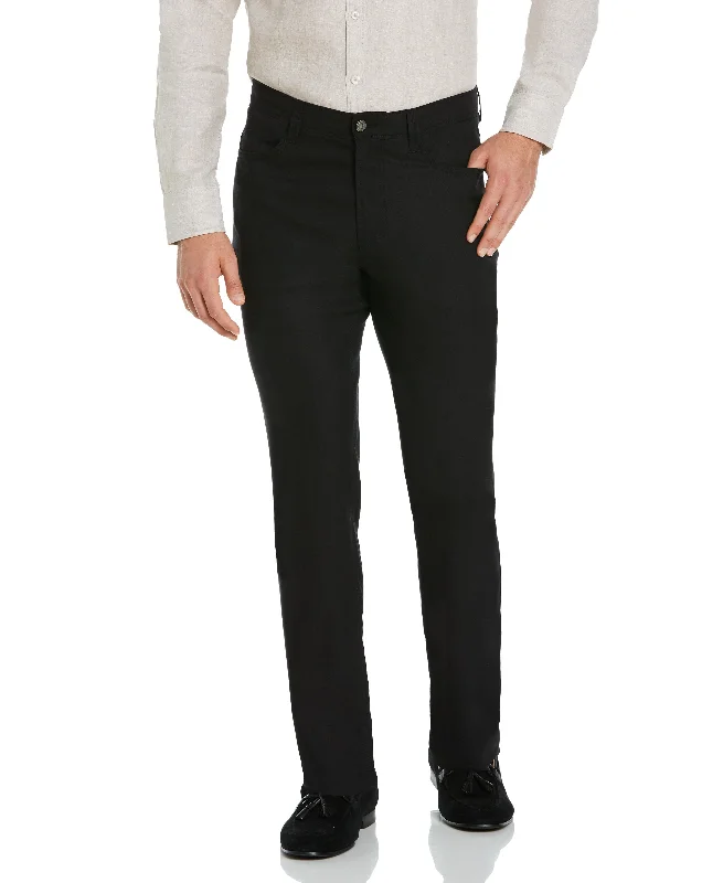 Linen-Blend Stretch 5-Pocket Pants Classic Cropped Pants