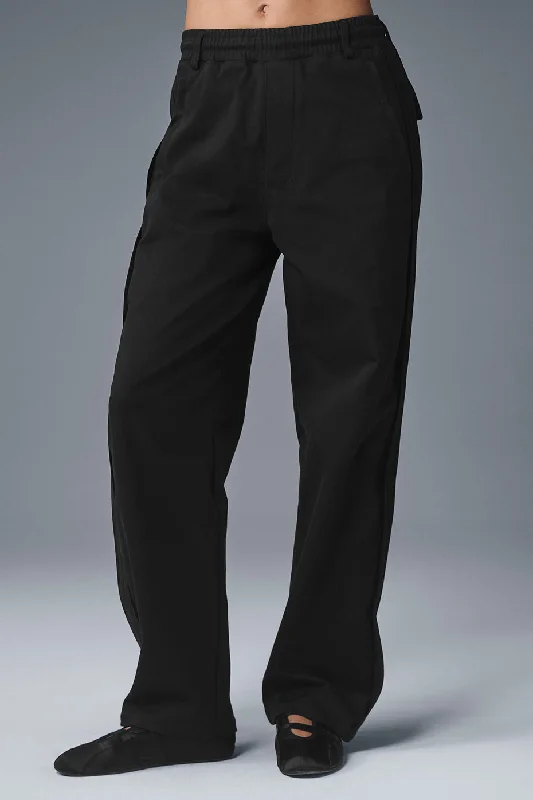 Edition Sueded Straight Leg Pant - Black Chic Checkered Pants