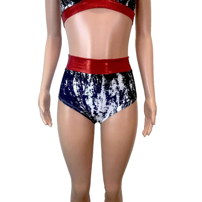 High Waist Hot Pants - Black & White w/ Red Mystique Casual Yoga Pants
