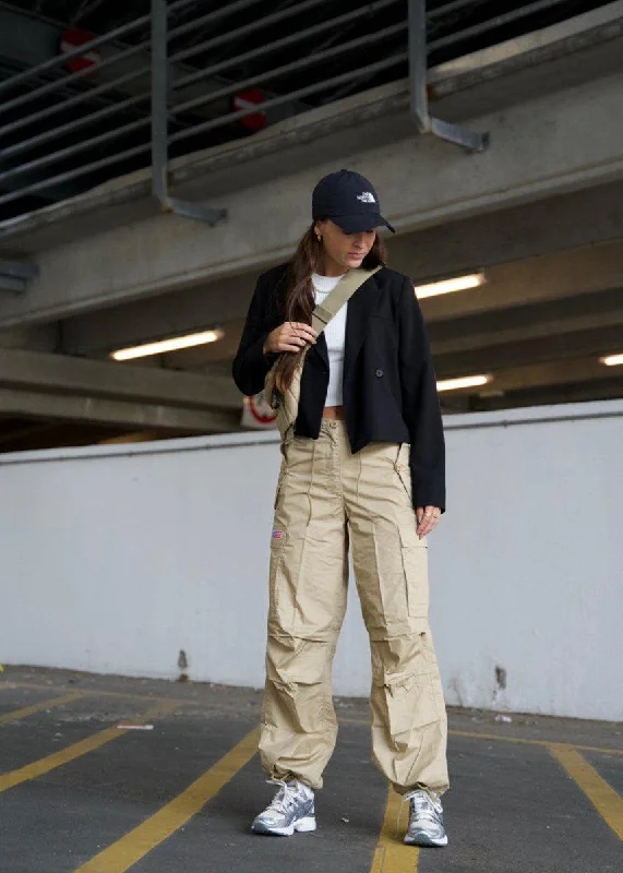 Girly Flap Velcro Wind Pants - Khaki Soft Wool Pants