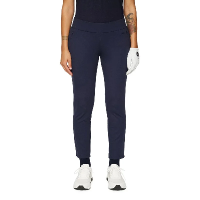 J.Lindeberg Women's Lea Pull On Golf Pants - JL Navy Comfortable Pleated Pants
