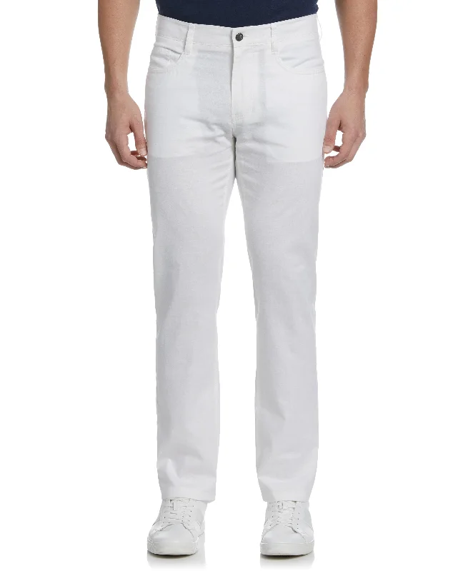Linen-Blend 5-Pocket Pants Elegant Wool Trousers