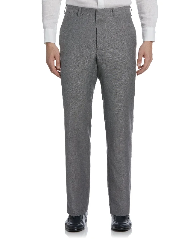 Linen-Blend Flat Front Pants - Gray Comfortable Denim Leggings
