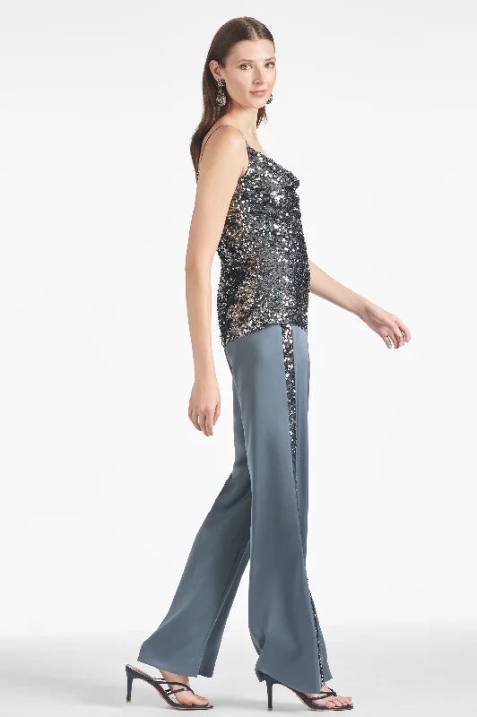Tuxedo Sequin Alli Pant - Gunmetal - Final Sale Comfortable Jogging Pants