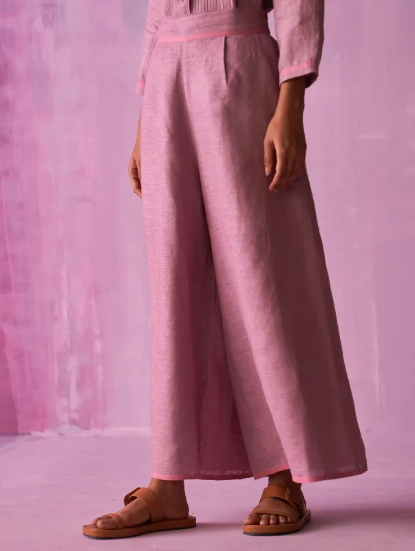 Inga Linen Pant - Lavender Relaxed Fit Trousers