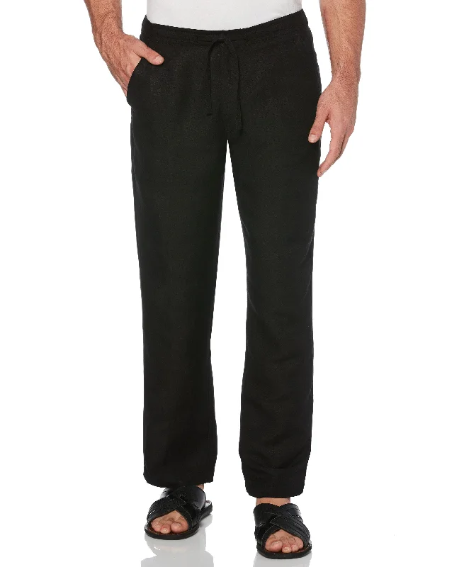 Linen-Blend Drawstring Pants High-Waist Yoga Pants