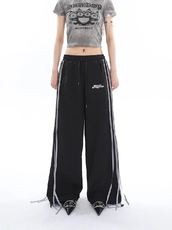Willow Solid Color Triple Stripes High Waist Straight Leg Baggy Loose Cargo Pants Stylish Harem Pants Willow Solid Color Triple Stripes High Waist Straight Leg Baggy Loose Cargo Pants Stylish Harem Pants