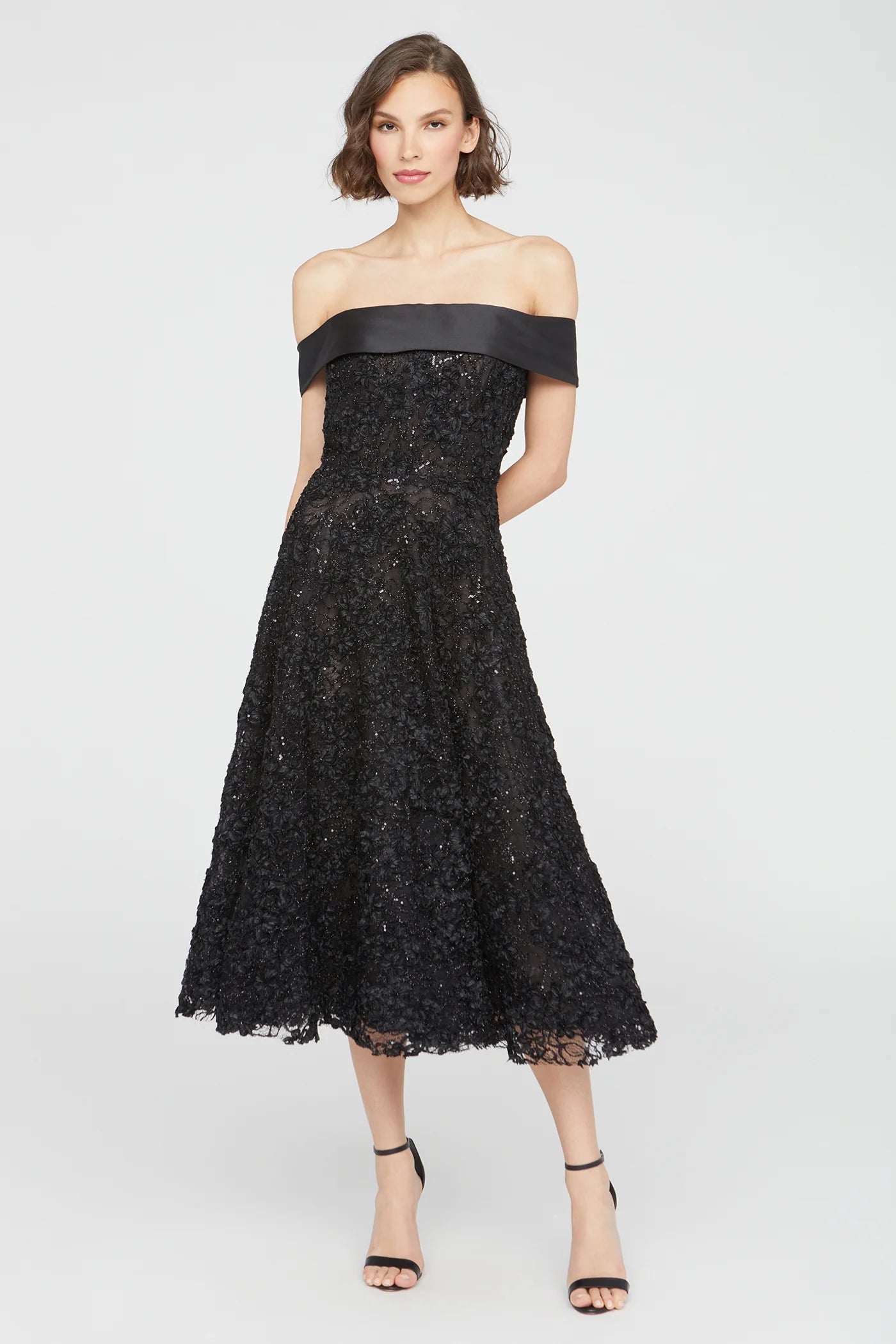 Roxy Off Shoulder A Line Dress - Black