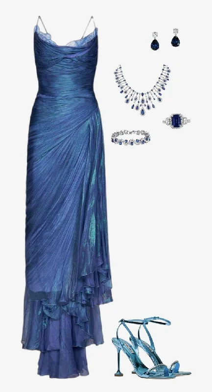 Pretty Spaghetti Straps Blue Prom Dress Birthday Outfits cc2180