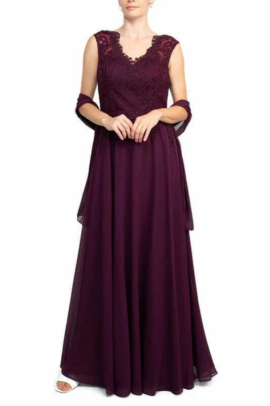 A-Line Maxi Mesh Chiffon Mother Dress CM0218