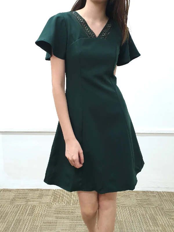 Laser Cut Collar Dress