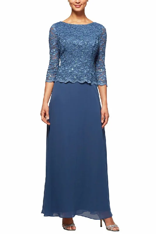 A-Line Maxi Lace Chiffon Mother Dress CM0215