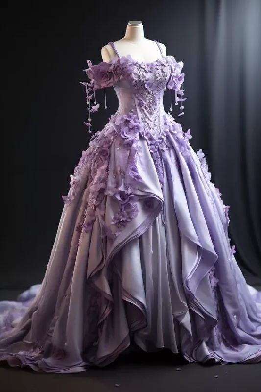Beautiful Purple Off The Shoulder 3D Flowers Sweet 16 Ball Gown Princess Quinceanera Dress cc1583 Beautiful Purple Off The Shoulder 3D Flowers Sweet 16 Ball Gown Princess Quinceanera Dress cc1583