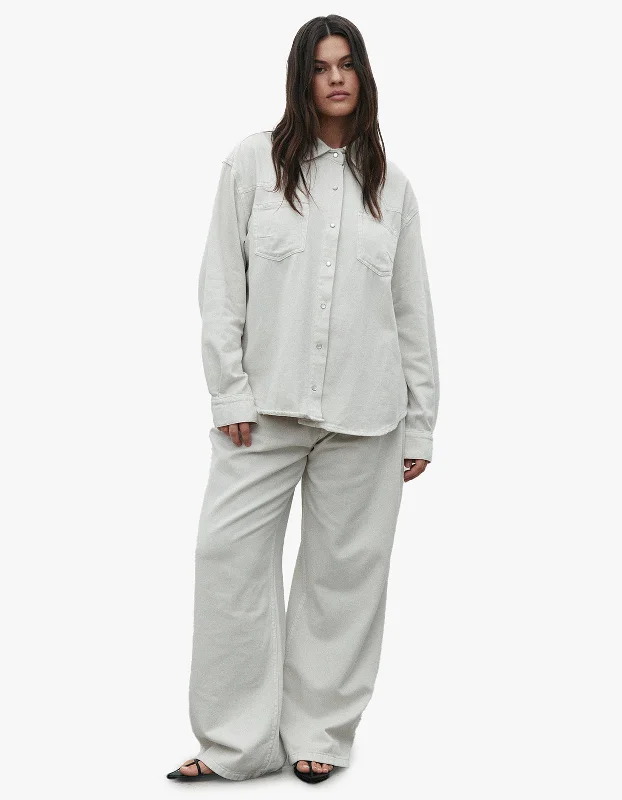 Westlake Shacket - Stone Elegant Peplum Blouse