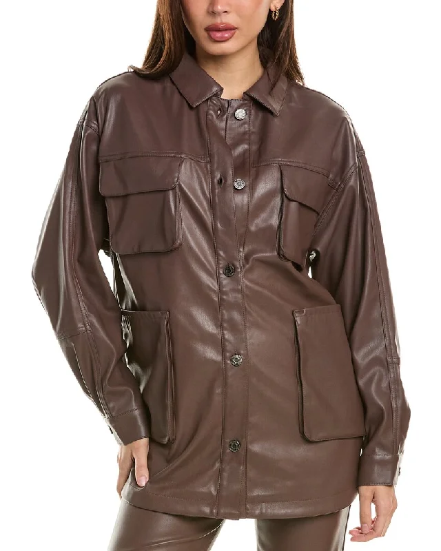Afrm Bruno Cargo Shacket Elegant Embroidery Blouse