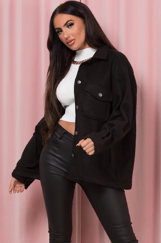 Black Shacket Soft Touch Airy Cotton Blouse