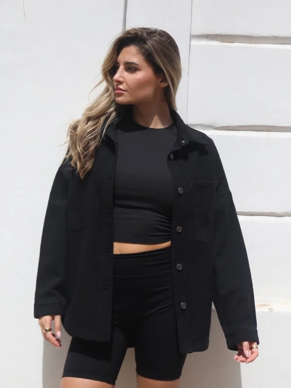 Francesca Shacket - Black Sheer Sleeve Blouse