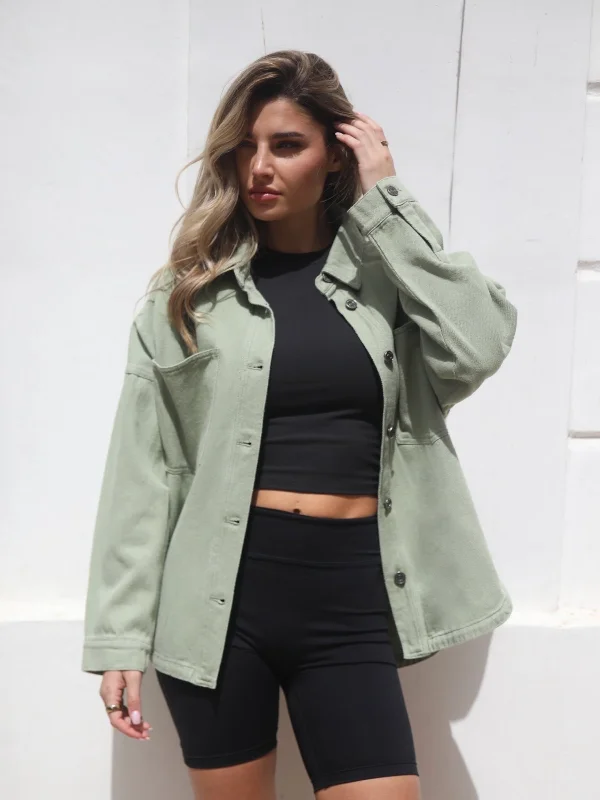 Francesca Shacket - Sage Green Casual Relaxed Blouse