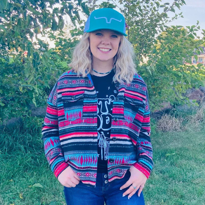 Panhandle Slim Aztec Shacket Off-Shoulder Wrap Blouse